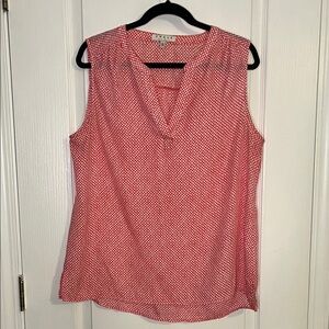 Chaus Orange Red Patterned Sleeveless Blouse
